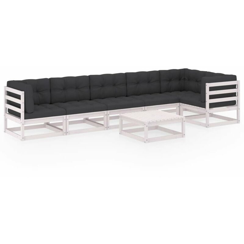 

Muebles de jardin 7 piezas con cojines de madera de pino maciza