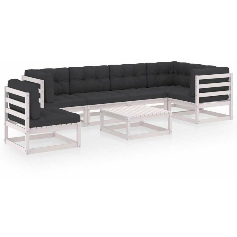 

Muebles de jardin 7 piezas con cojines de madera de pino maciza