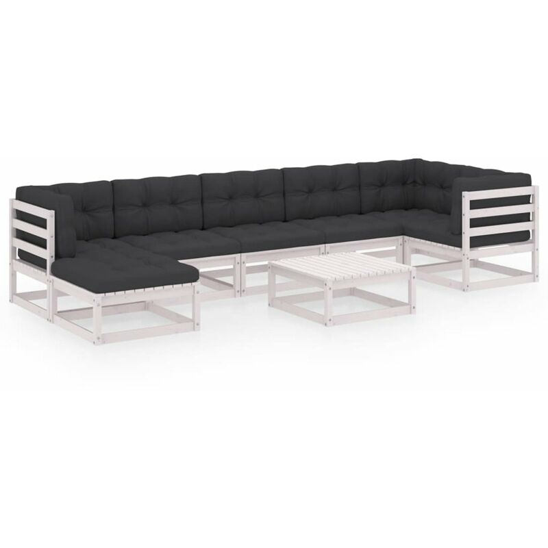 

Muebles de jardin 8 piezas con cojines de madera de pino maciza