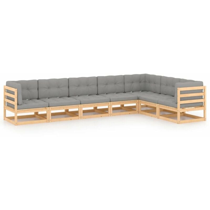 

Muebles de jardin 7 piezas con cojines de madera de pino maciza