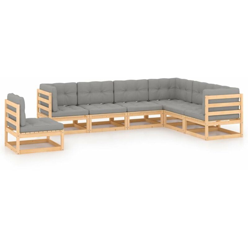 

Muebles de jardin 7 piezas con cojines de madera de pino maciza
