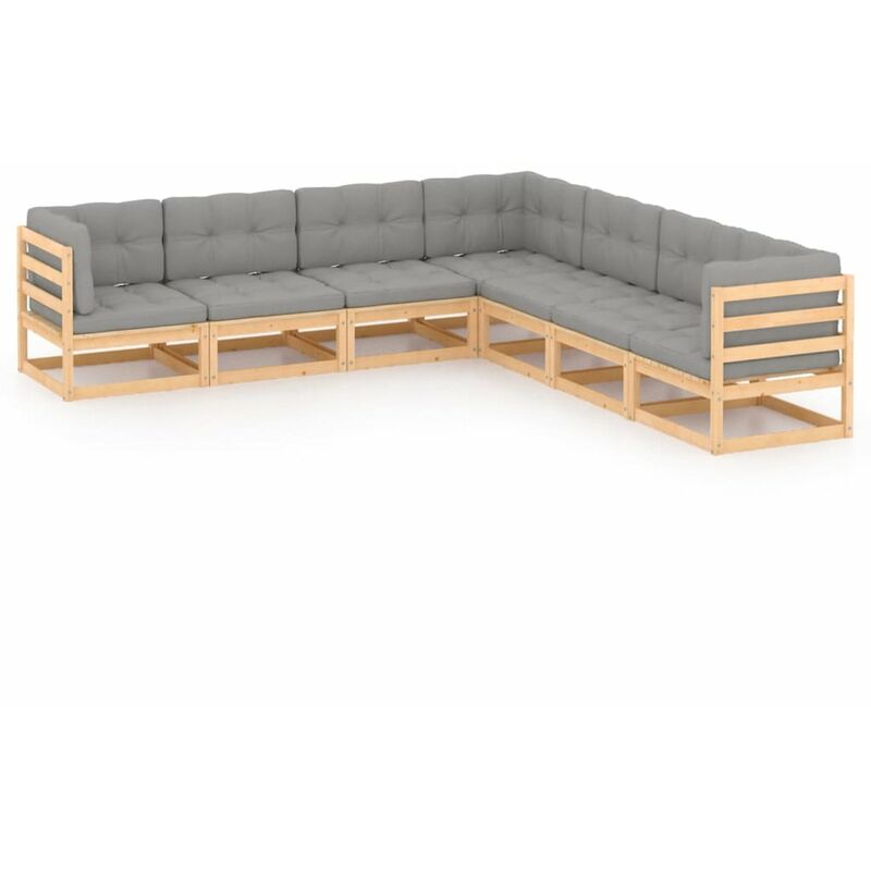 

Muebles de jardin 7 piezas con cojines de madera de pino maciza