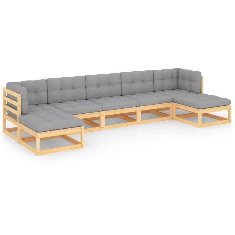 

Muebles de jardin 7 piezas con cojines de madera de pino maciza