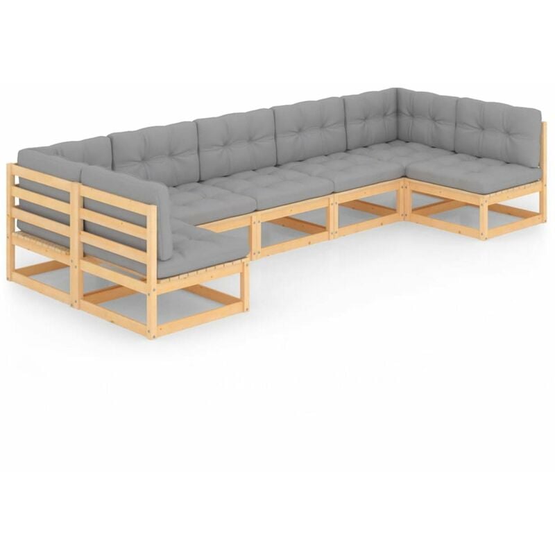 

Muebles de jardin 7 piezas con cojines de madera de pino maciza