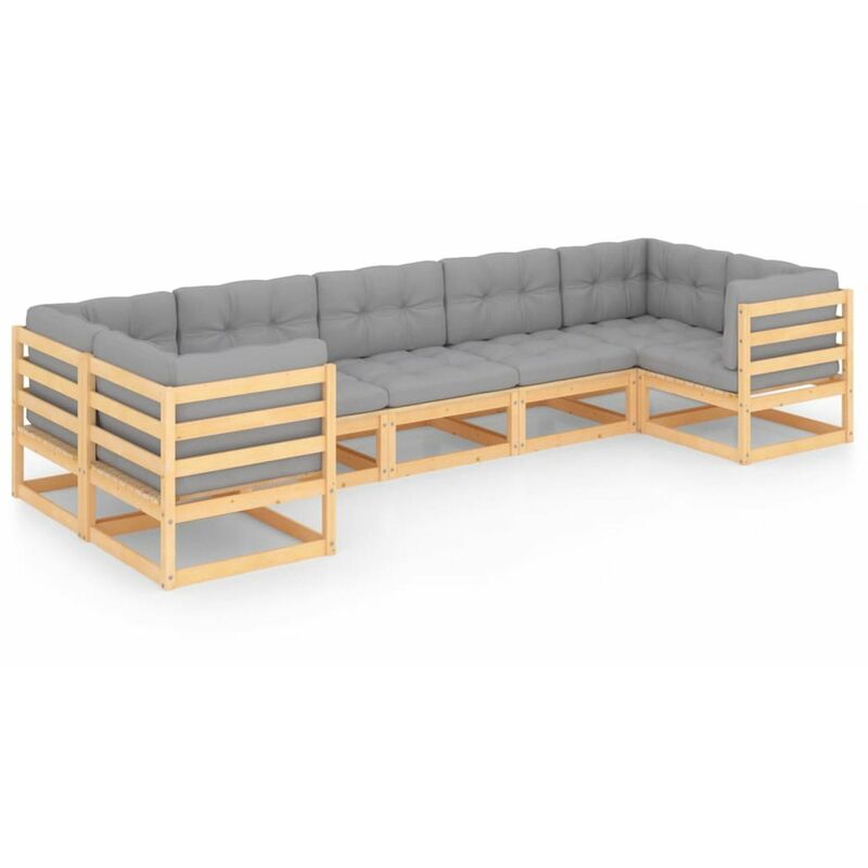 

Muebles de jardin 7 piezas con cojines de madera de pino maciza