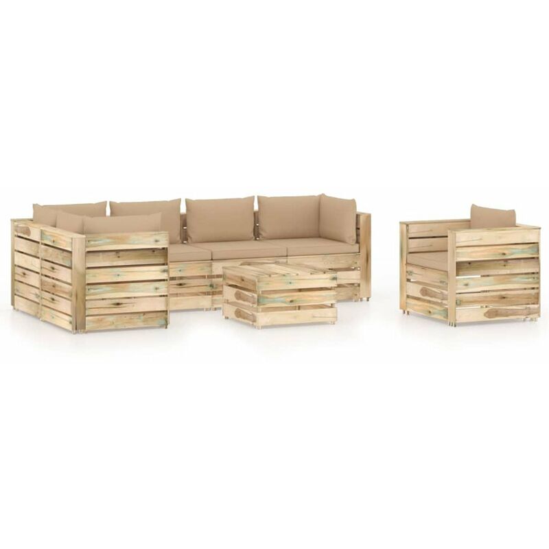 

Muebles de jardin 7 piezas con cojines madera impregnada verde