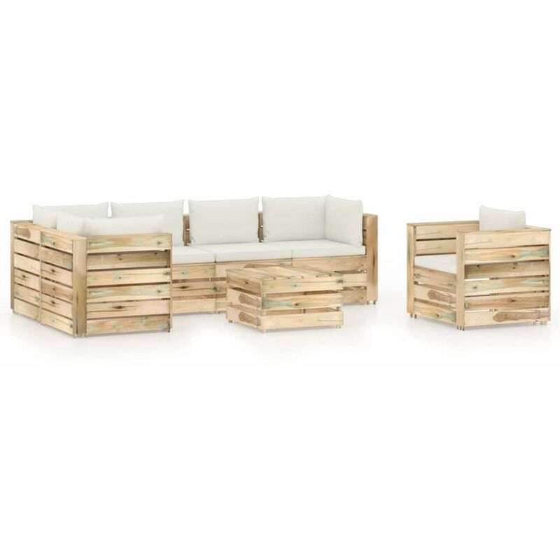 

Muebles de jardin 7 piezas con cojines madera impregnada verde