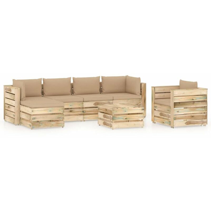 

Muebles de jardin 7 piezas con cojines madera impregnada verde