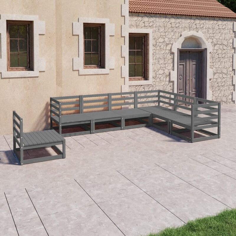 

Muebles de jardín 7 piezas gris madera de pino maciza