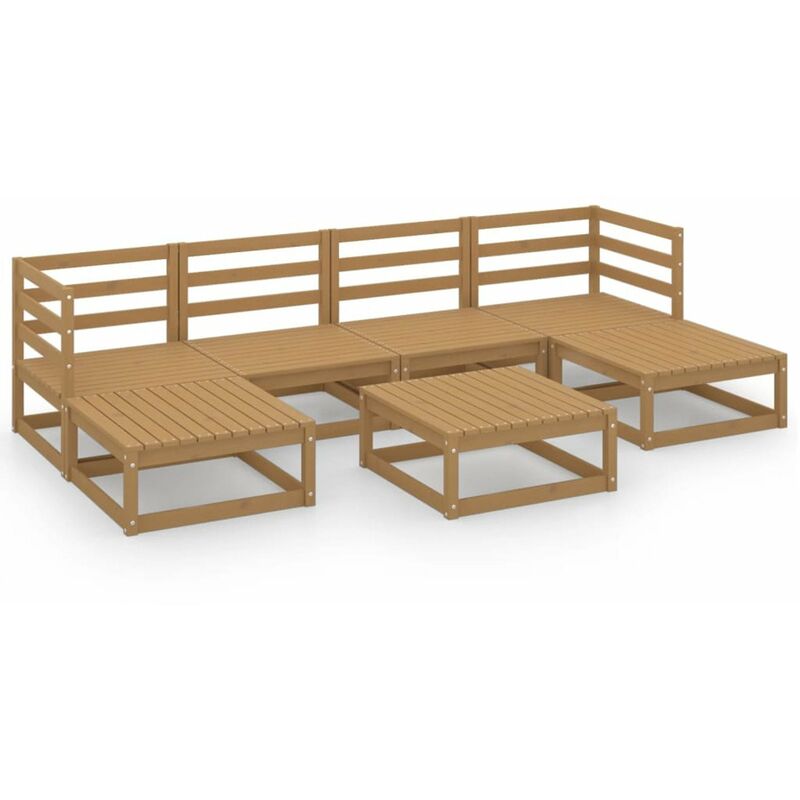 

Happyshopping - Muebles de jardin 7 piezas madera maciza de pino