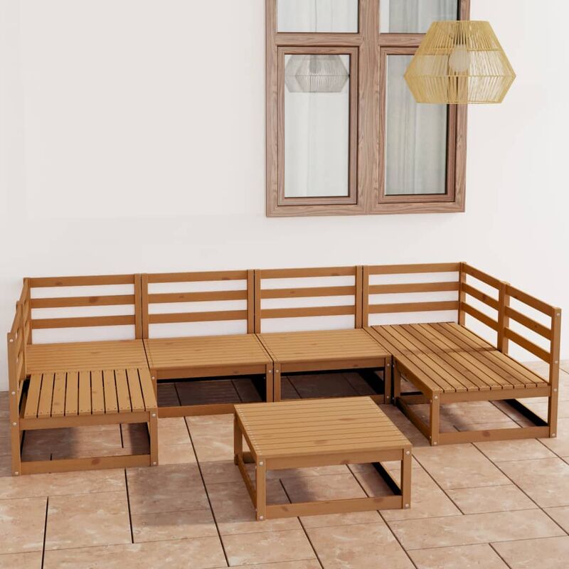 

Muebles de jardín 7 piezas madera maciza de pino