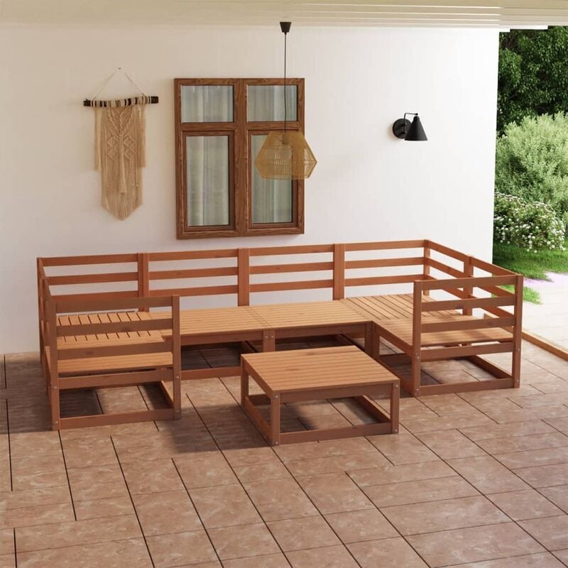 

Muebles de jardín 7 piezas madera maciza de pino