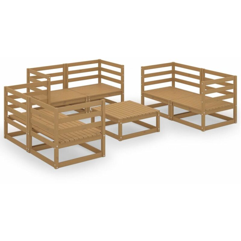 

Muebles de jardin 7 piezas marron miel madera maciza de pino