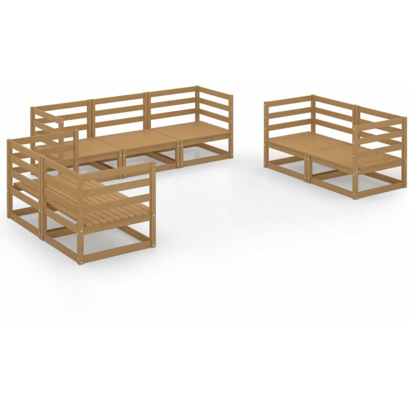 

Muebles de jardin 7 piezas marron miel madera maciza de pino