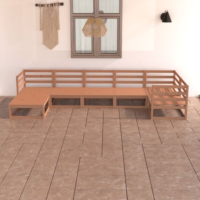 

Muebles de jardín 7 piezas marrón miel madera maciza de pino