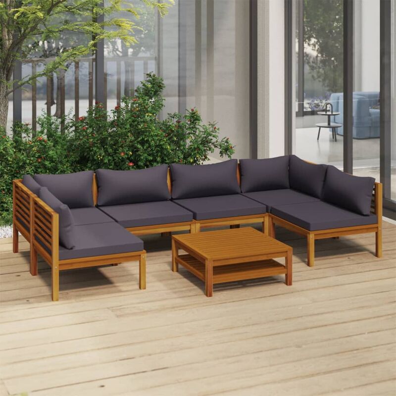 

Muebles de jardín 7 pzas cojines madera maciza de acacia