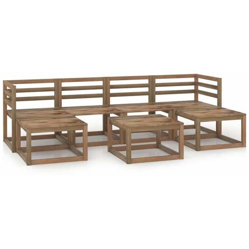 

Muebles de jardin 7 pzas madera de pino impregnado marron