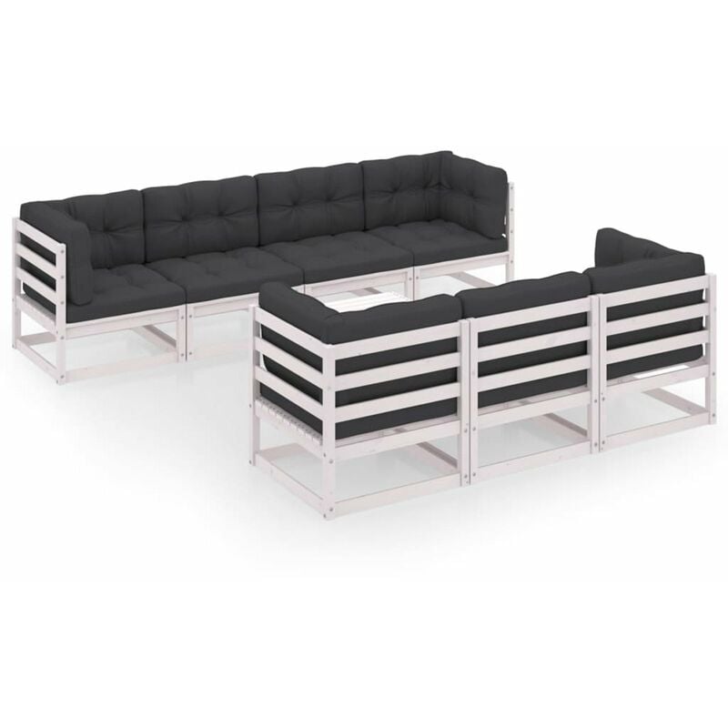 

Muebles de jardin 8 piezas con cojines de madera de pino maciza