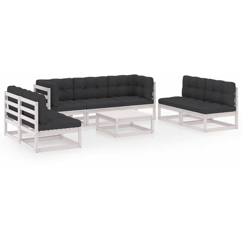 

Muebles de jardin 8 piezas con cojines de madera de pino maciza