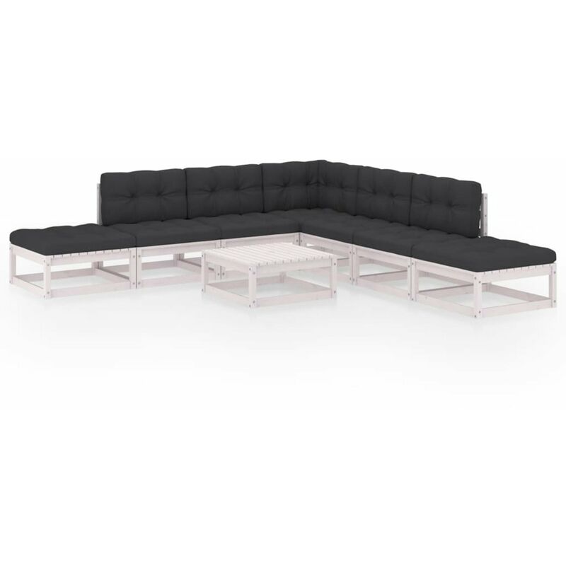 

Muebles de jardin 8 piezas con cojines de madera de pino maciza