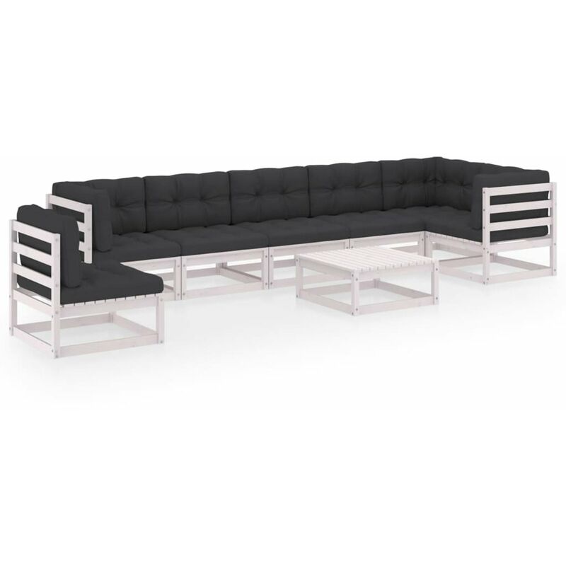 

Muebles de jardin 8 piezas con cojines de madera de pino maciza