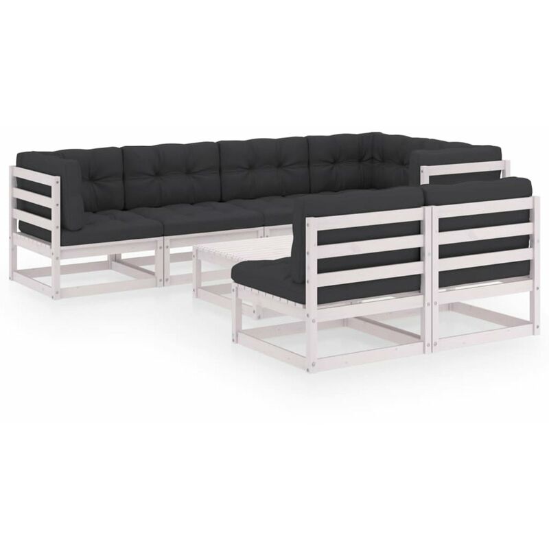 

Muebles de jardin 8 piezas con cojines de madera de pino maciza