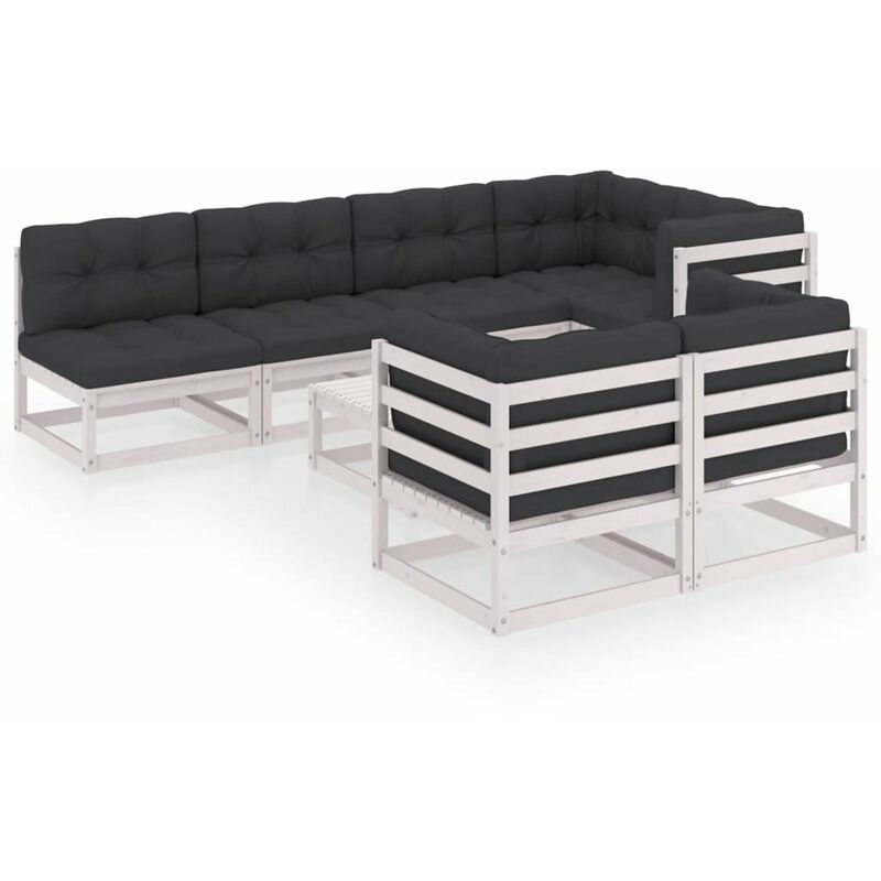

Muebles de jardin 8 piezas con cojines de madera de pino maciza