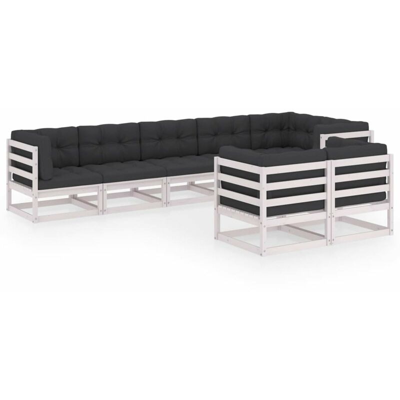 

Muebles de jardin 8 piezas con cojines de madera de pino maciza