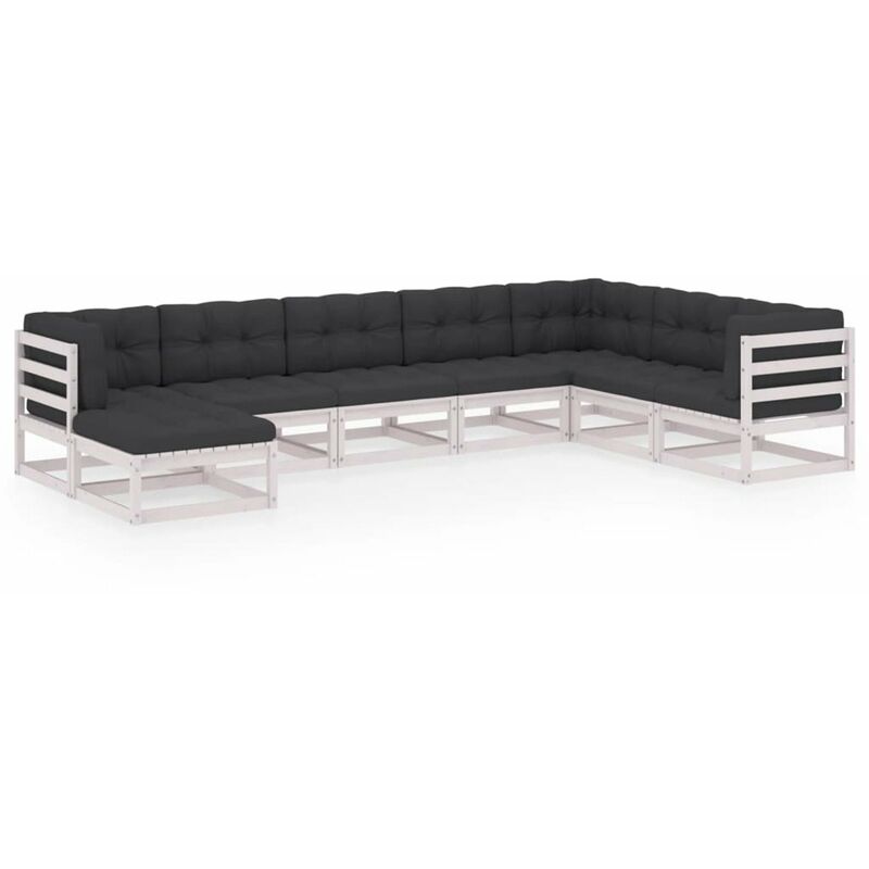 

Muebles de jardin 8 piezas con cojines de madera de pino maciza