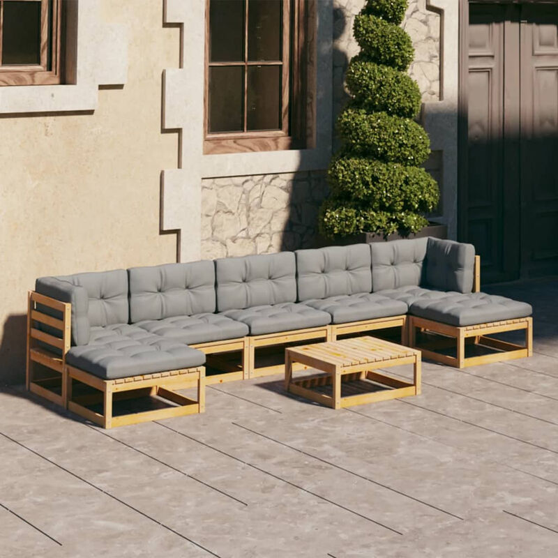 

Muebles de jardin 8 piezas con cojines de madera de pino maciza
