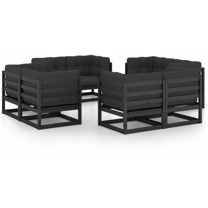

Muebles de jardin 8 piezas con cojines de madera de pino maciza