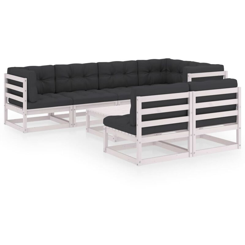 

Muebles de jardín 8 piezas con cojines de madera de pino maciza