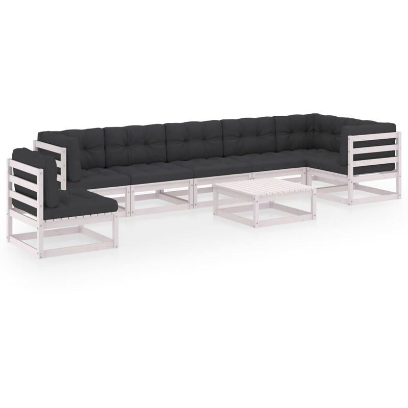 

Muebles de jardín 8 piezas con cojines de madera de pino maciza