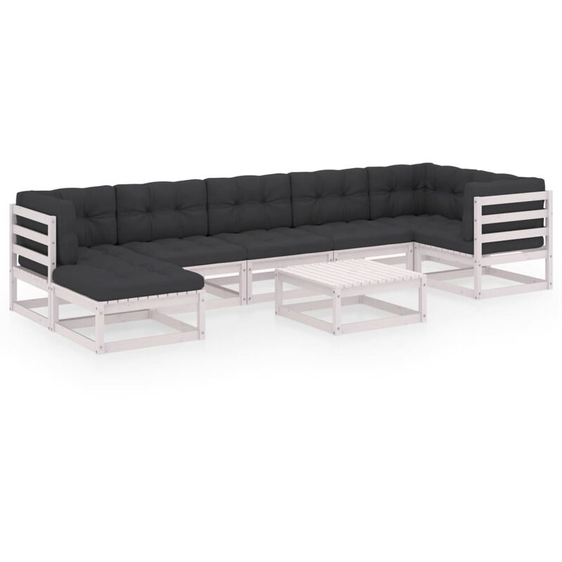 

Muebles de jardín 8 piezas con cojines de madera de pino maciza