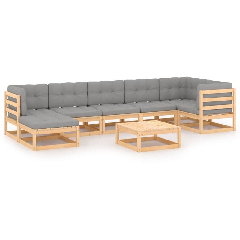 

Muebles de jardín 8 piezas con cojines madera de pino maciza