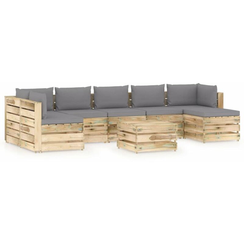 

Muebles de jardin 8 piezas con cojines madera impregnada verde