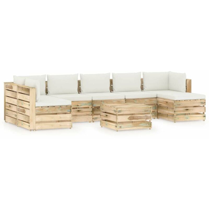 

Muebles de jardin 8 piezas con cojines madera impregnada verde