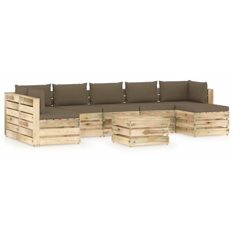 

Muebles de jardin 8 piezas con cojines madera impregnada verde