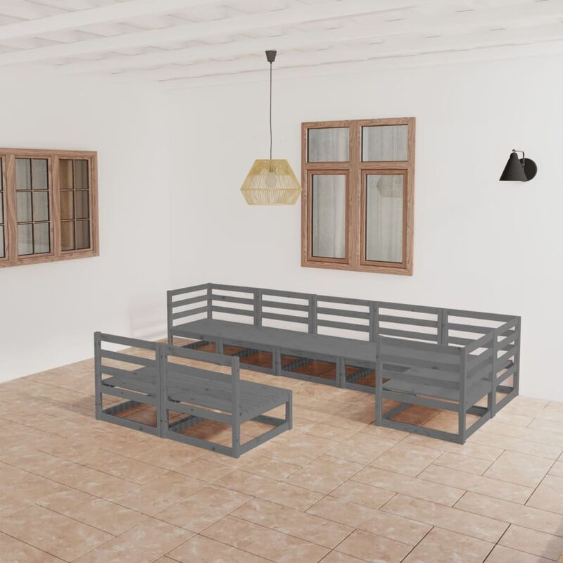 

Muebles de jardín 8 piezas gris madera de pino maciza