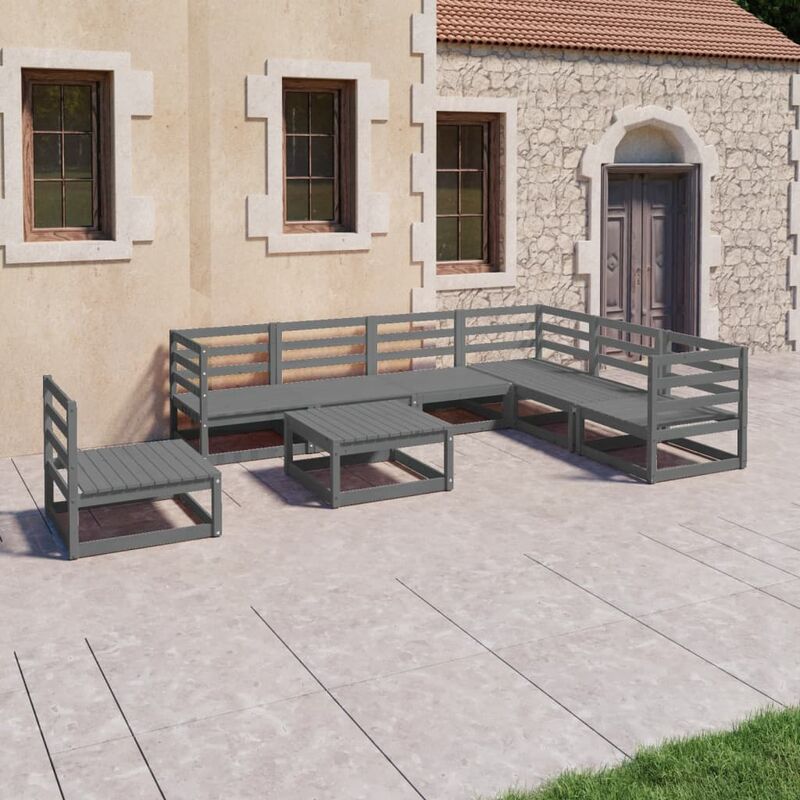 

Muebles de jardín 8 piezas gris madera de pino maciza