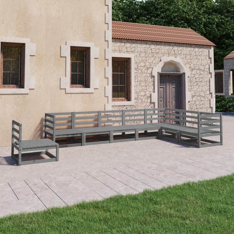 

Muebles de jardín 8 piezas gris madera de pino maciza