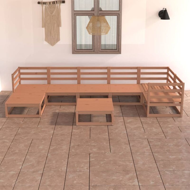 

Muebles de jardín 8 piezas marrón miel madera maciza de pino