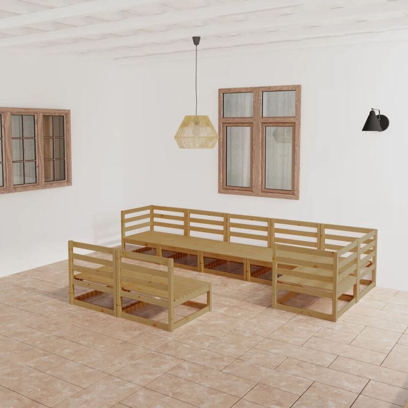 

Muebles de jardín 8 piezas marrón miel madera maciza de pino