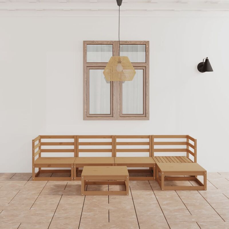 

Muebles de jardín 8 piezas marrón miel madera maciza de pino