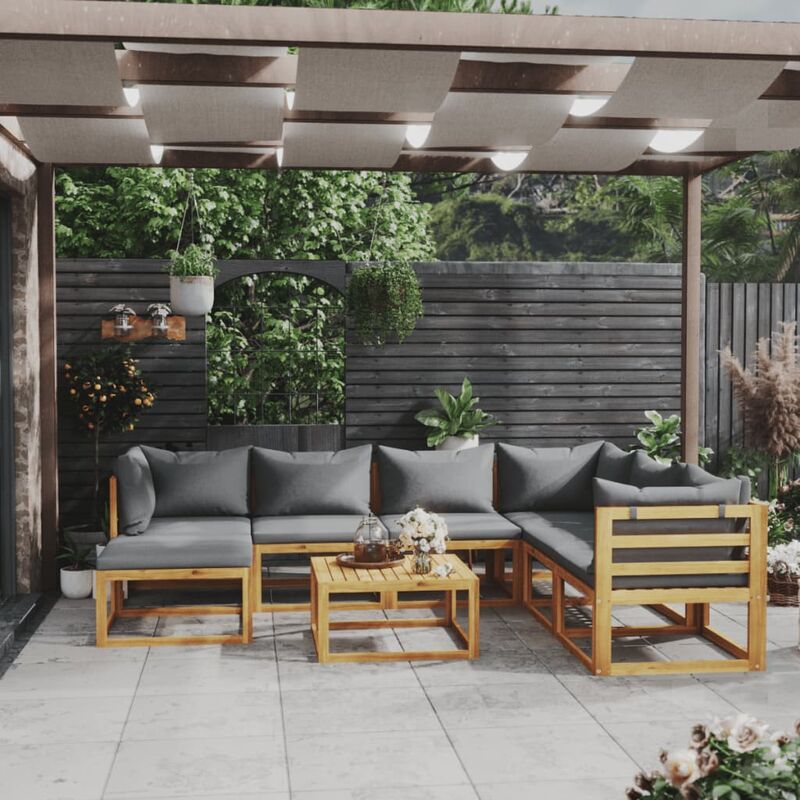

Muebles de jardín 8 pzas cojines madera maciza de acacia