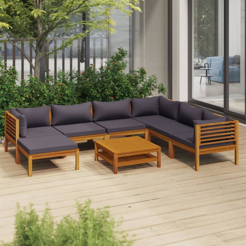 

Muebles de jardín 8 pzas cojines madera maciza de acacia