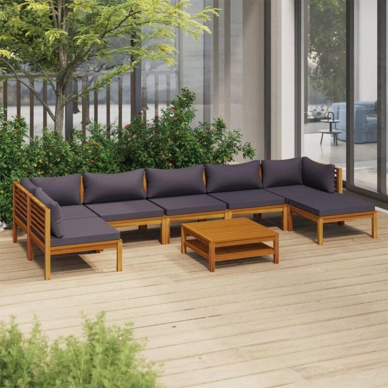 

Muebles de jardín 8 pzas cojines madera maciza de acacia