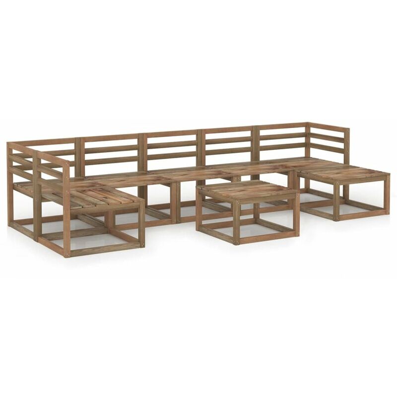 

Muebles de jardin 8 pzas cojines madera pino impregnada marron