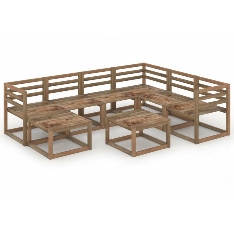 

Muebles de jardin 8 pzas cojines madera pino impregnada marron