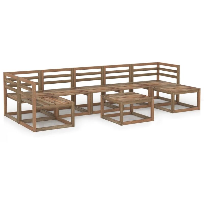 

Muebles de jardín 8 pzas cojines madera pino impregnada marrón